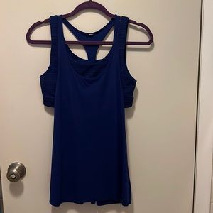 Lululemon blue loose tank with attached/built in sports bra.